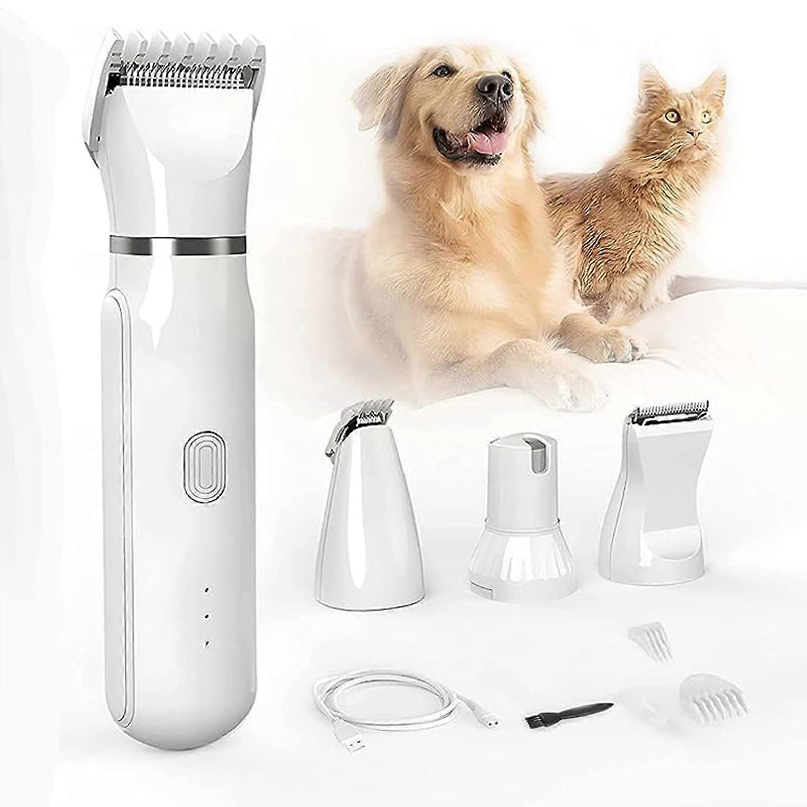 4-in-1 Pet Shaver for Dogs and Cats, Quiet Rechargeable Clipper, Waterproof Trimmer for Paws, Face, and Body