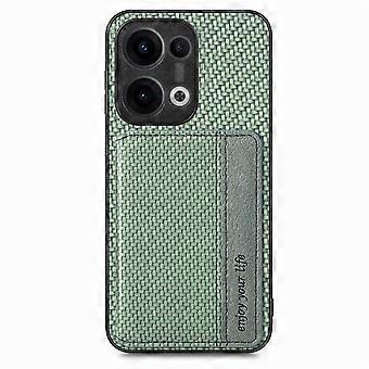 TKdaddy För Oppo Reno13 5G (Global) Fodral RFID-blockerande Kolfiber Läder Telefon Bakstycke Med Korthållare Grön