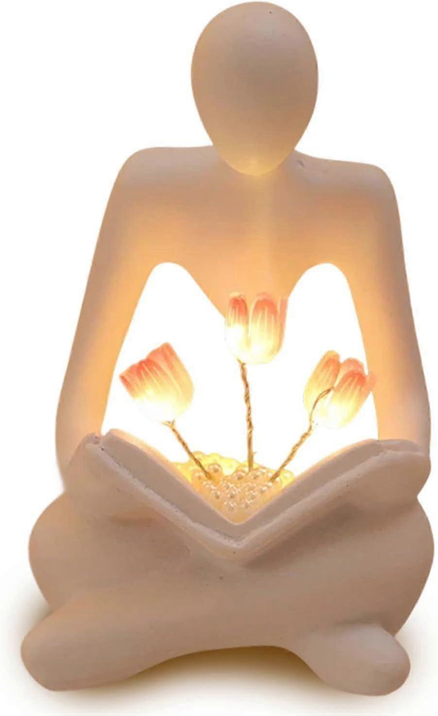 قراءة المنحوتات مصباح الخزامى ، تمثال المفكر تمثال بطارية تعمل بالطاقة ضوء الليل ، غرفة المعيشة رف الكتب أرفف المكاتب ديكور مكتب ، هدية جمالية