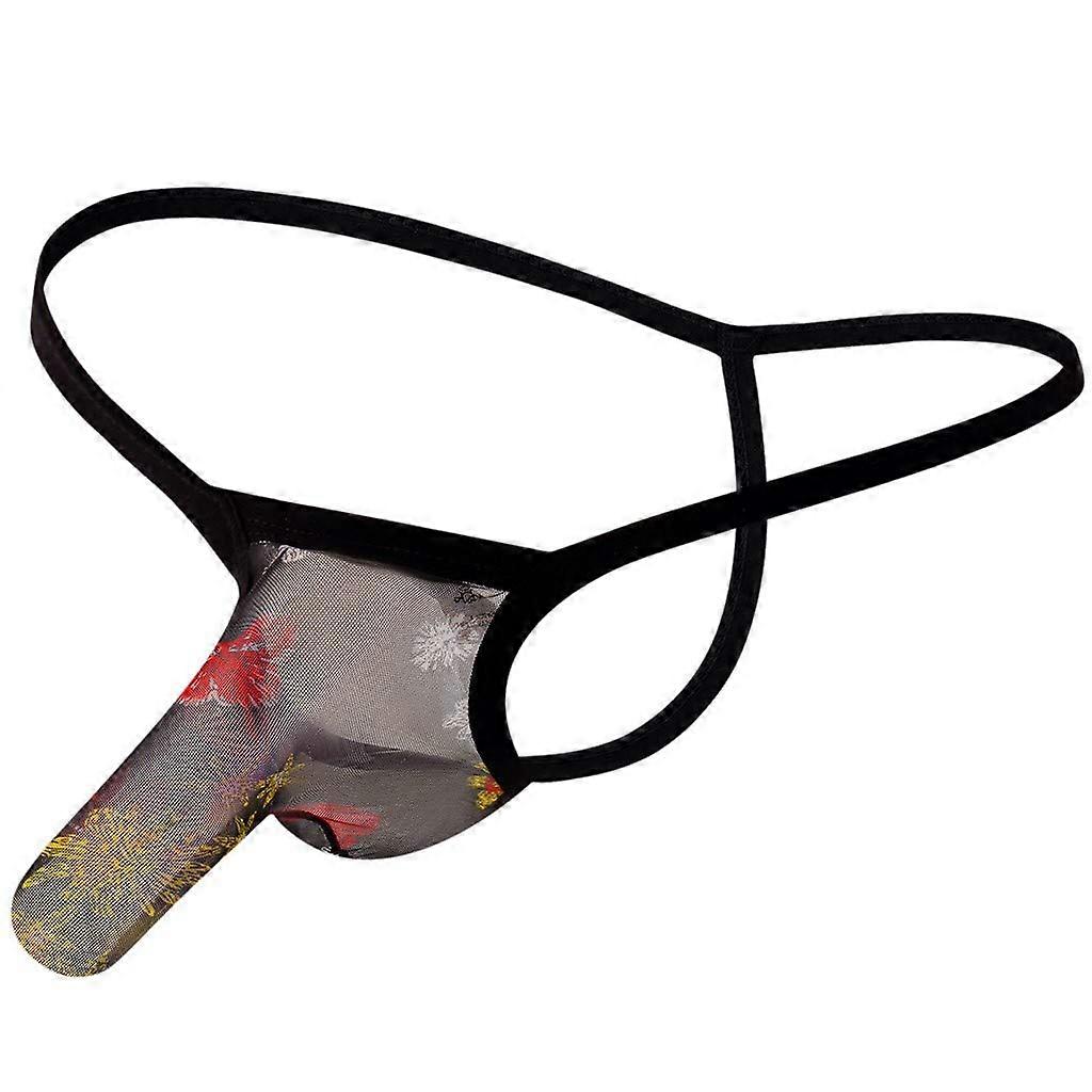 Transparent Men's Underwear with Lip Through Print, Comfortable Breathable Lightweight Shorts, Size M, Schwarz Color