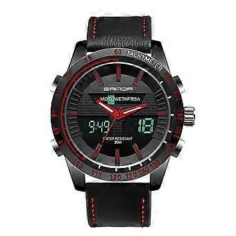 SANDA 774 Men Belt Watch Dual Display Multi Function Sports Electronic Watch Fashion Trend Leisure