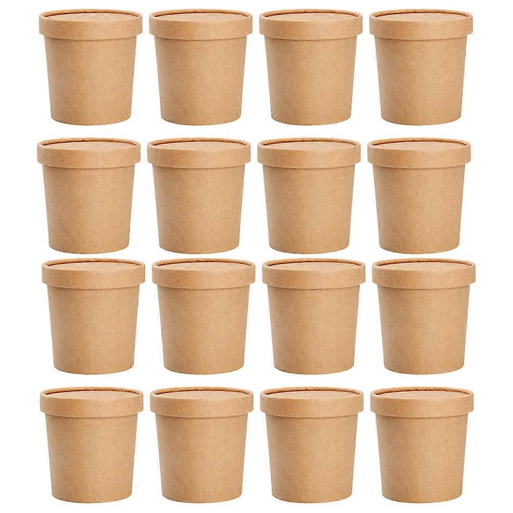 Soup with Lids Made of Pulp and PE Film Light Brown for Storage Use 50 Sets