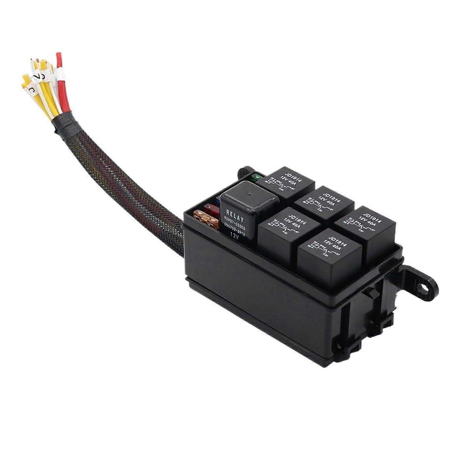 12V Fuse Relay Box Holder 4 Pin 40A Auto Fuse Relay Block with Wiring Harness for Power Distribution & Circuit Protection