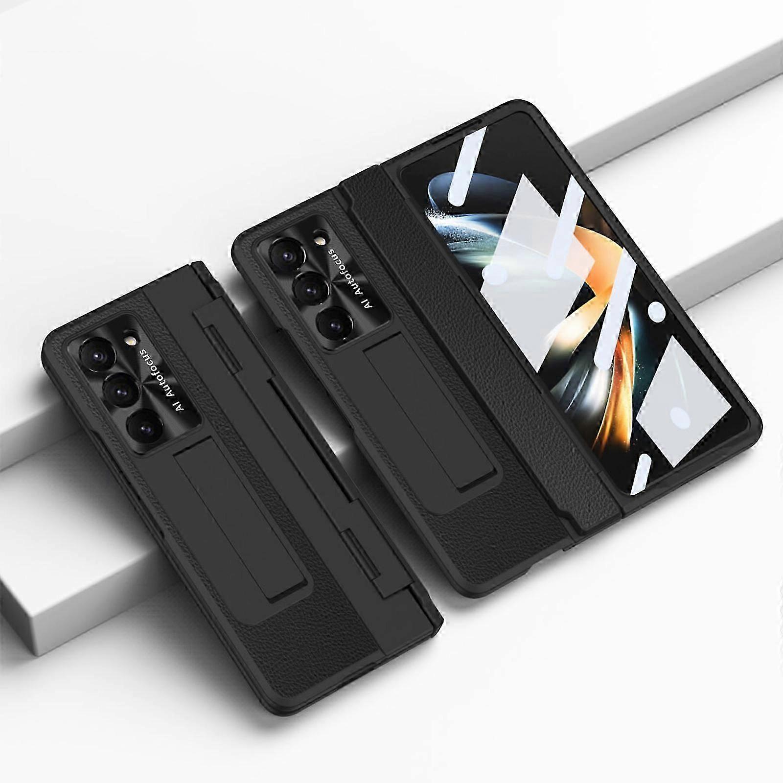for Samsung Galaxy Z Fold 6 Case with Hinge Protection, Z Fold 6 Case Built-in Screen Protector Kickstand Luxury Leather Slim All-Inclusive Phone Case