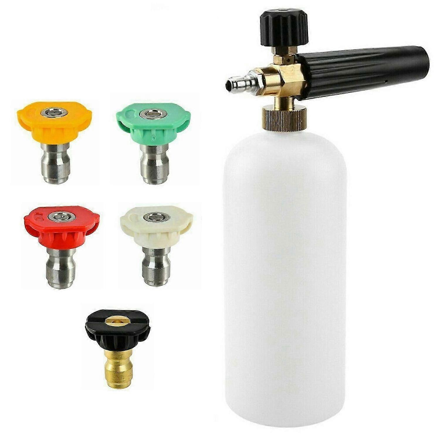 Snow Foam Lance Auto Pressure Washer Jet Quick Release Foam Sprayer with 1/4' Inch Quick Connector & 5 Washer Nozzle Tips