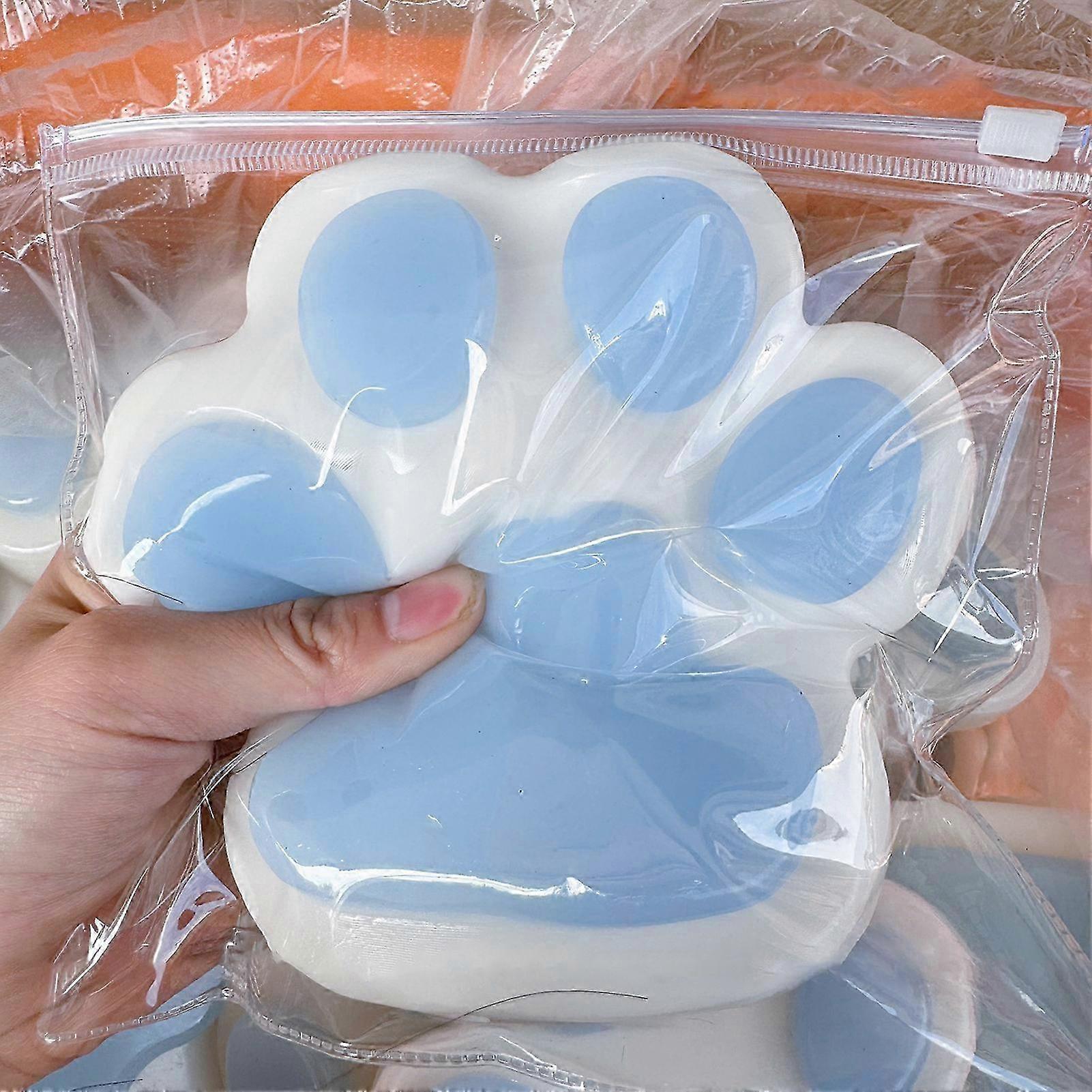 Large Cat Paw Taba Squishy Toy, Clear Cat Paw Squeeze Toys, Kitty Fidget Toy for Stress Relief, Pinch Toys Family Squishy--Blue