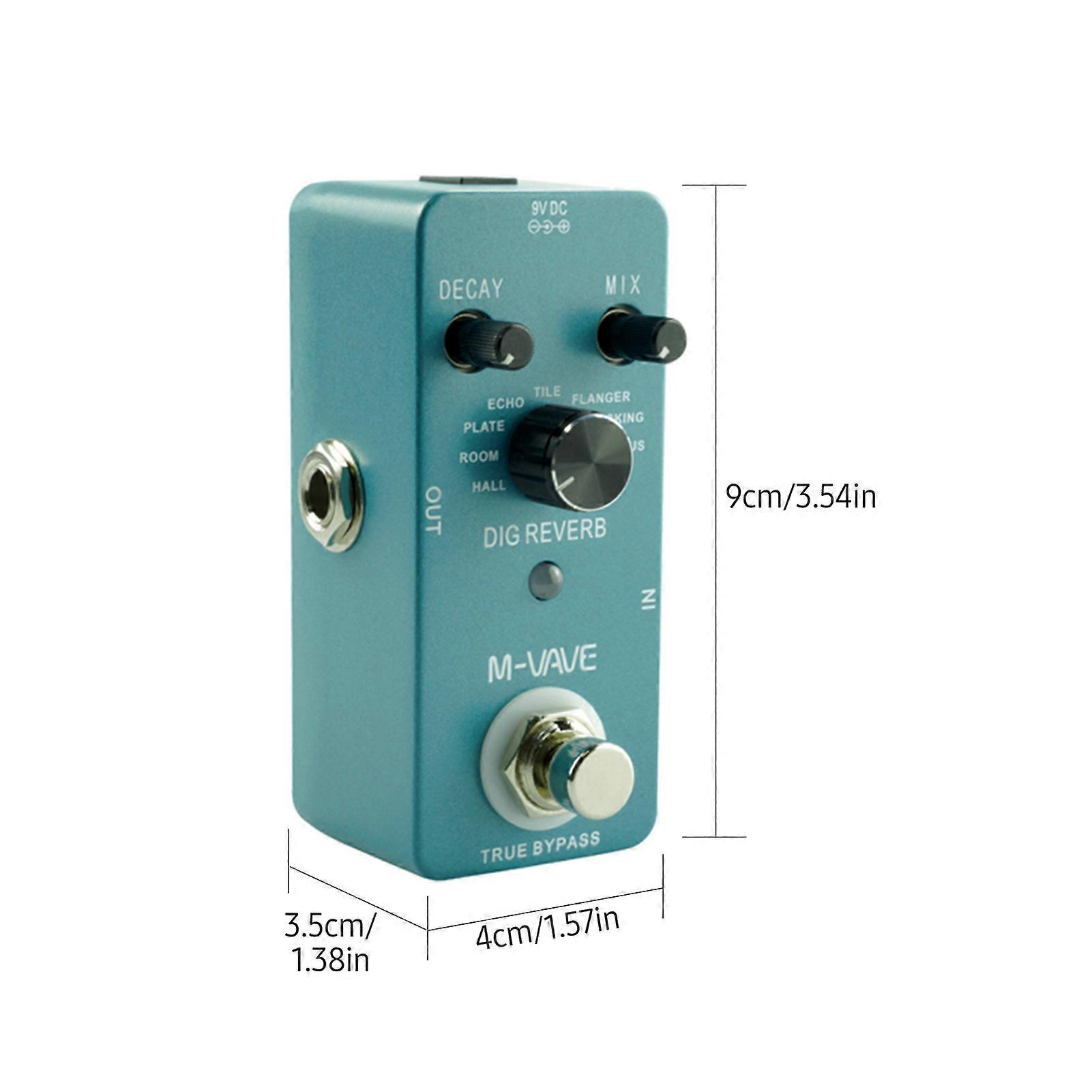 M-VAVE DIG REVERB Digital Guitar Effect Pedal 9 Reverb Types Decay & Mix Control True Bypass Full Metal Shell