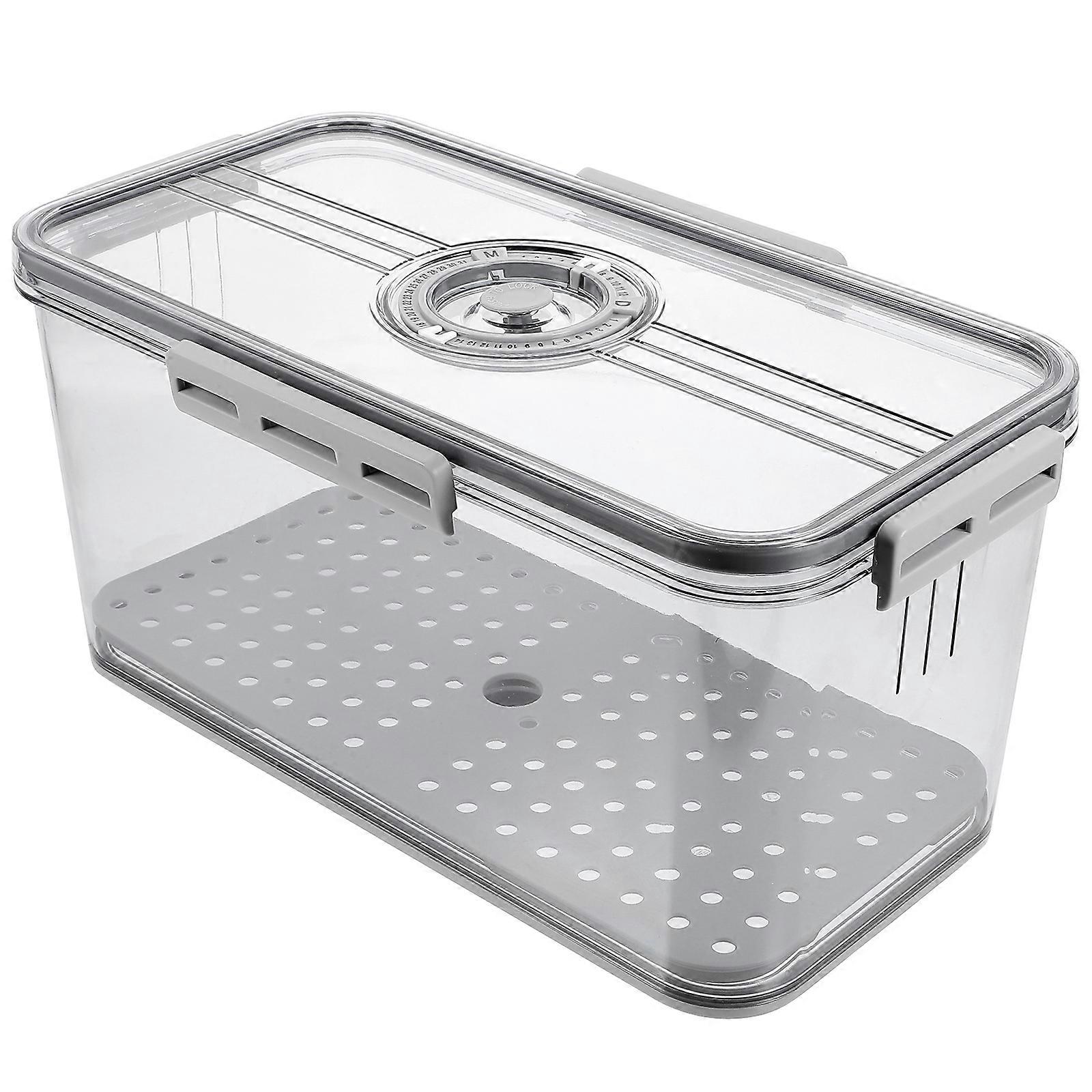 Kitchen Counter Organizer Time Recording Airtight Bread Box Fresh-Keeping Grey 32.50X17.50X15.50CM 1Set