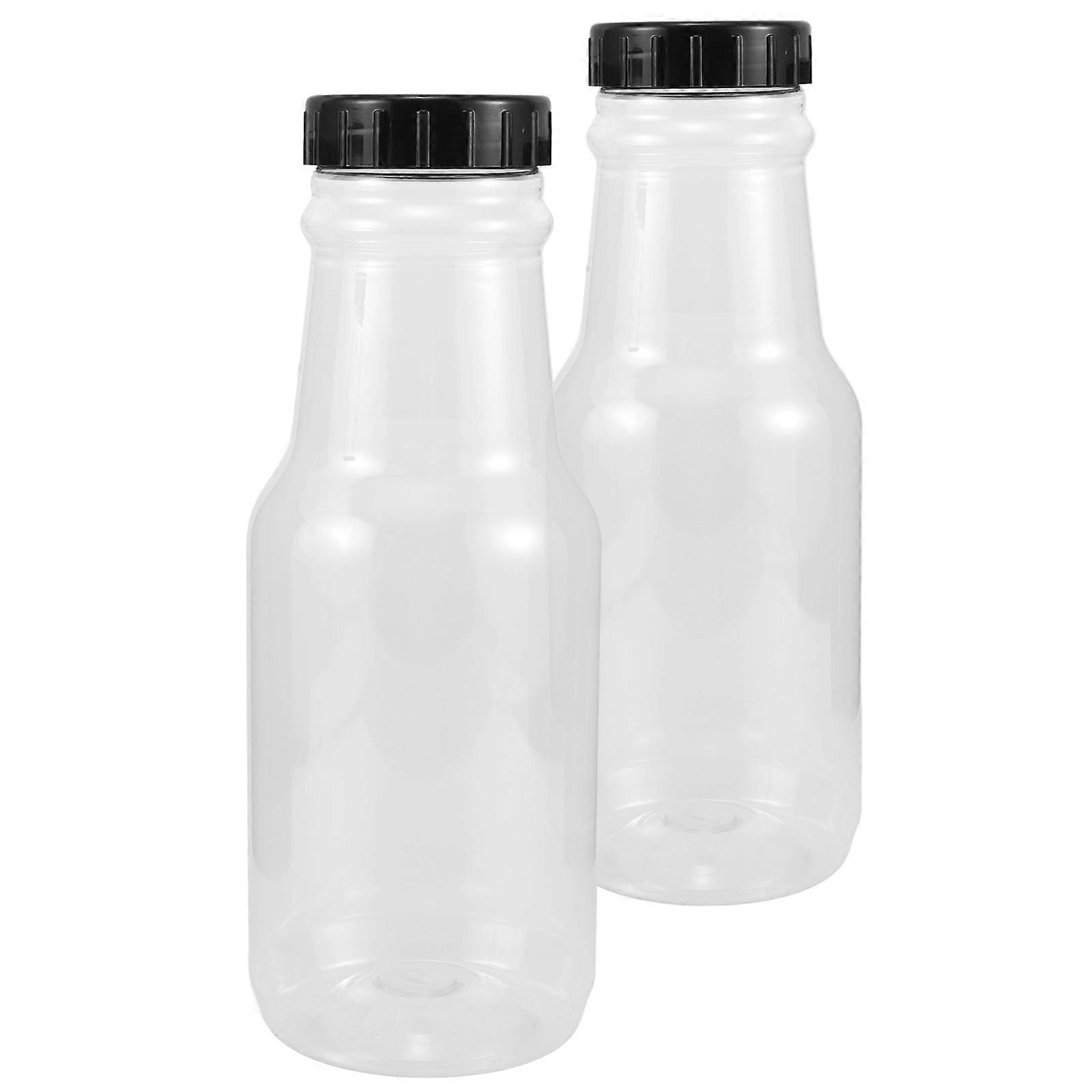 Juice Bottles With Caps 2Pcs Plastic Popcorn Storage Jar For Party Movie Night Large Capacity Transparent 2.1L Sealing
