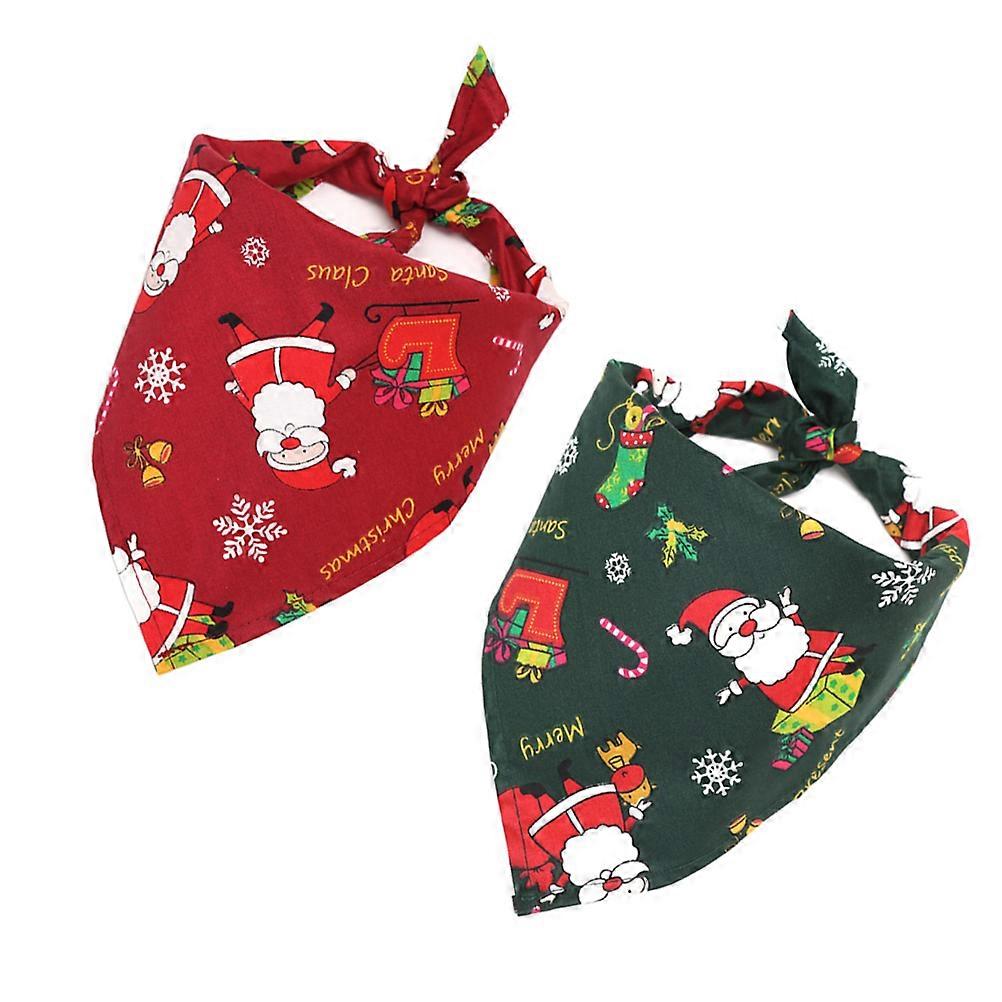 Pet Cooling Scarf Triangle Red Green Dog Bib For Summer Outdoor Use 2Pack