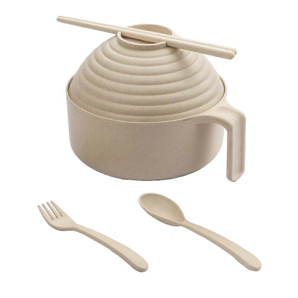 1 Set Simple Bento Bowl with Lid Pretty Straw Bowl and Table Ware Beige