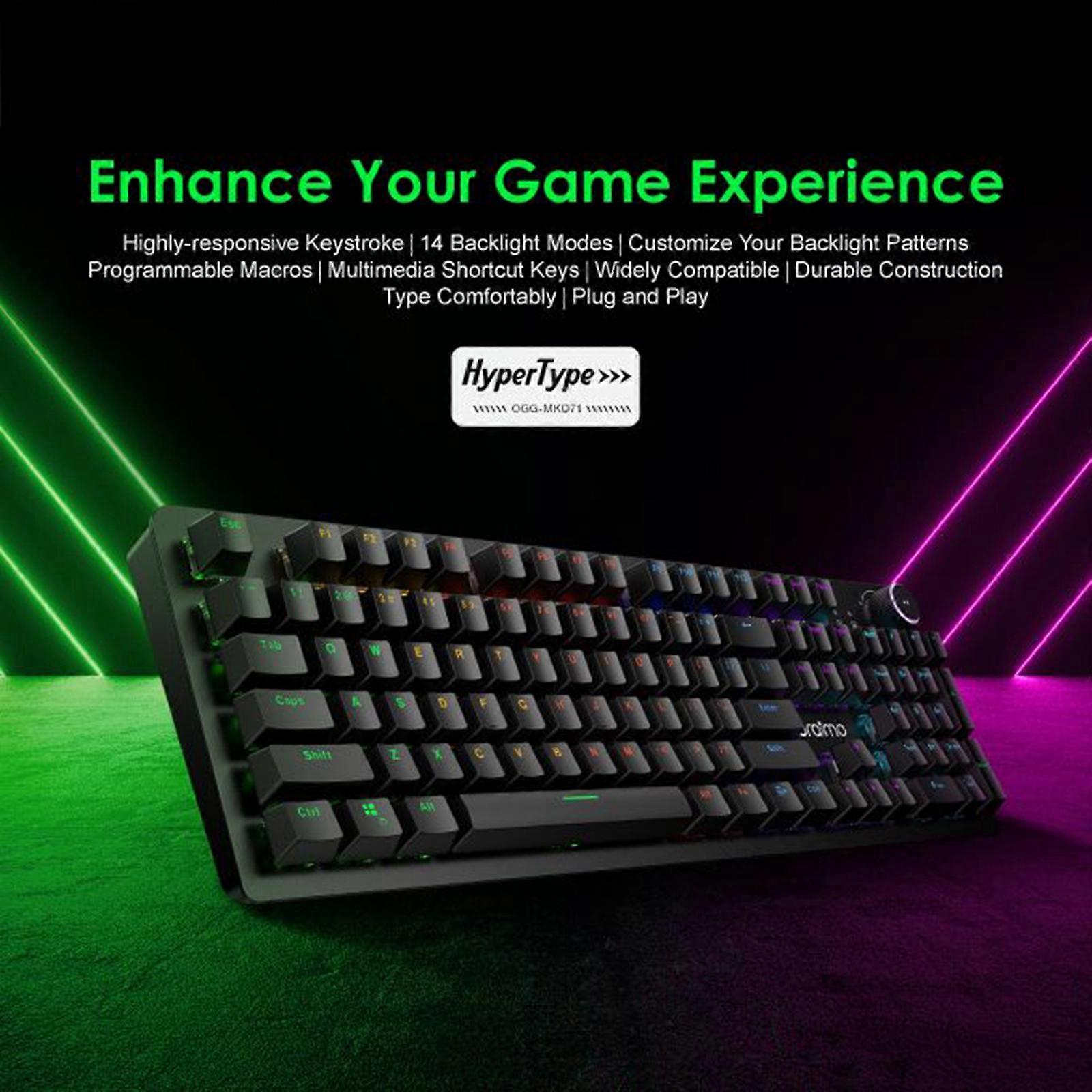 Oraimo OGG-MKD71 HyperType Mechanical Keyboard: 14-Color Backlight, Low Latency