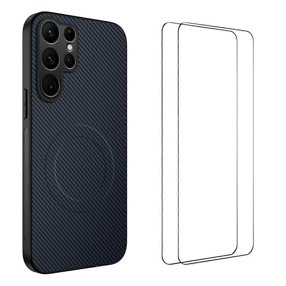 For Samsung Galaxy S24 Ultra Magnetic Case WANLONFENG TQ1 Series Carbon Fiber Texture PC TPU Phone C