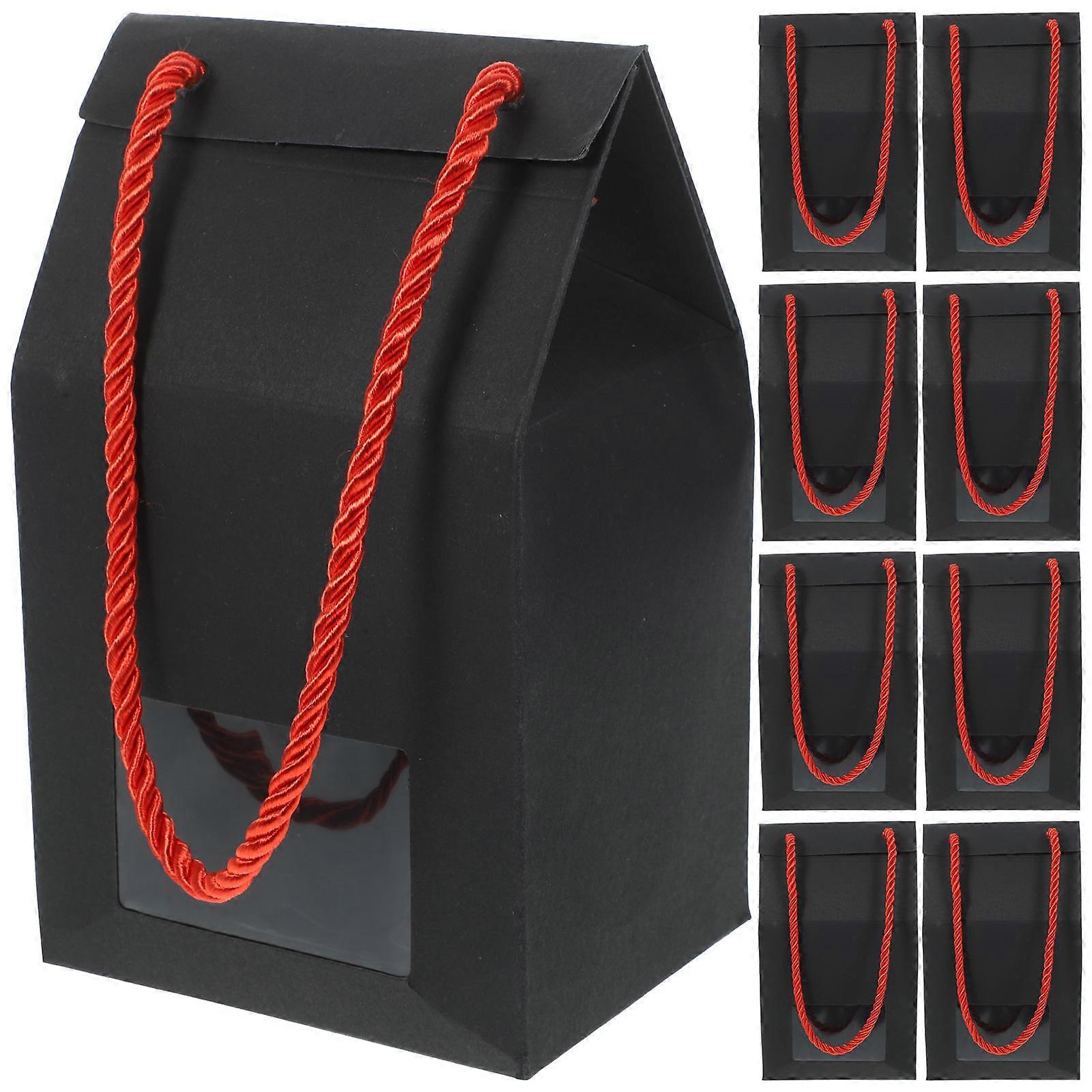 Paper Treat Box Kraft Paper Gift Box Christmas Party Favor Goodie Box Folding 3.9×3.1×6.5in 10Set