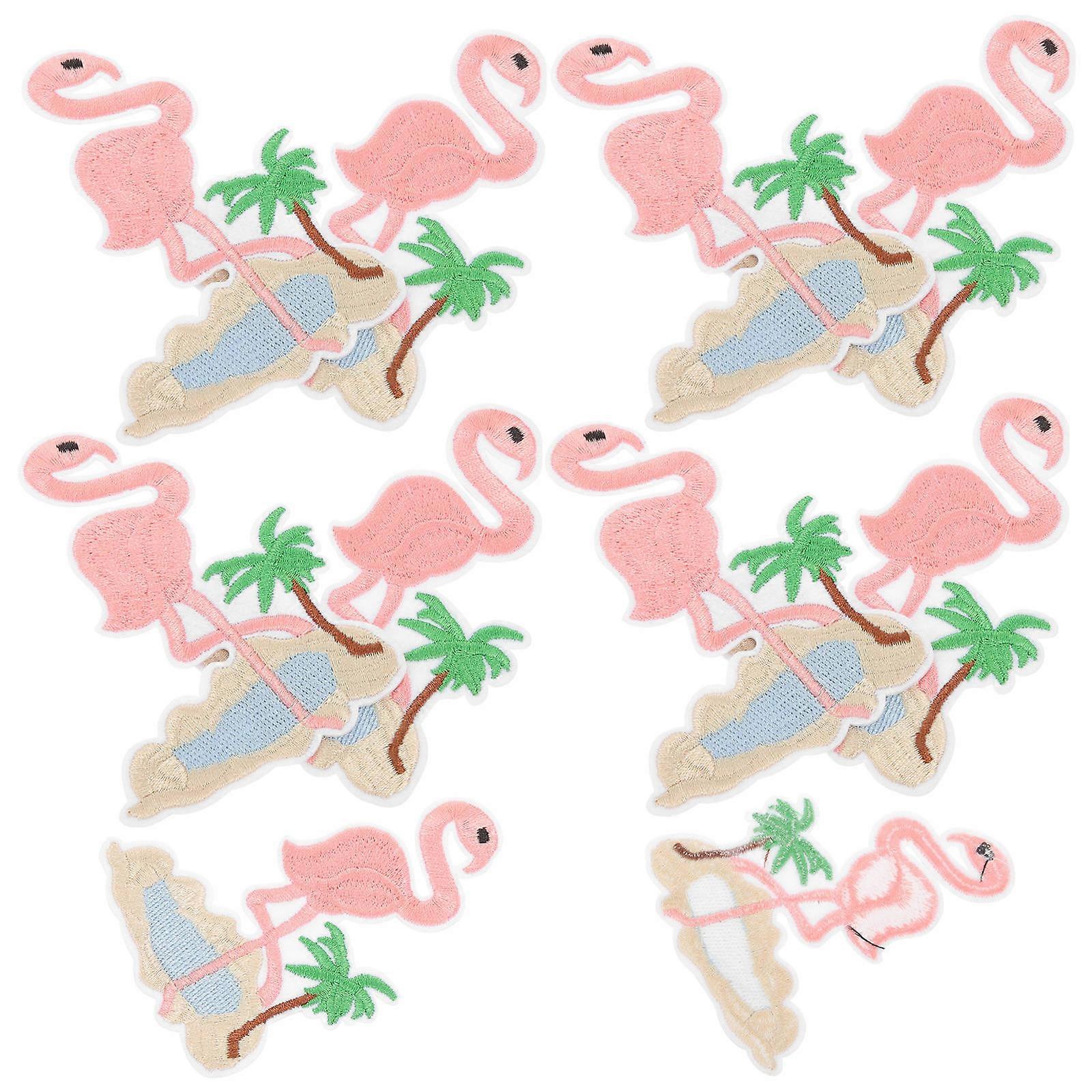 Clothing Applique Flamingo Patches Oval Shape Appliques for DIY Projects Special Days 10Pcs 9x6.5cm