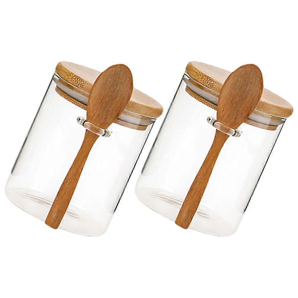 Dry Food Containers With Lids Airtight Glass Jars for Households Square Shape 500ml 2Pcs