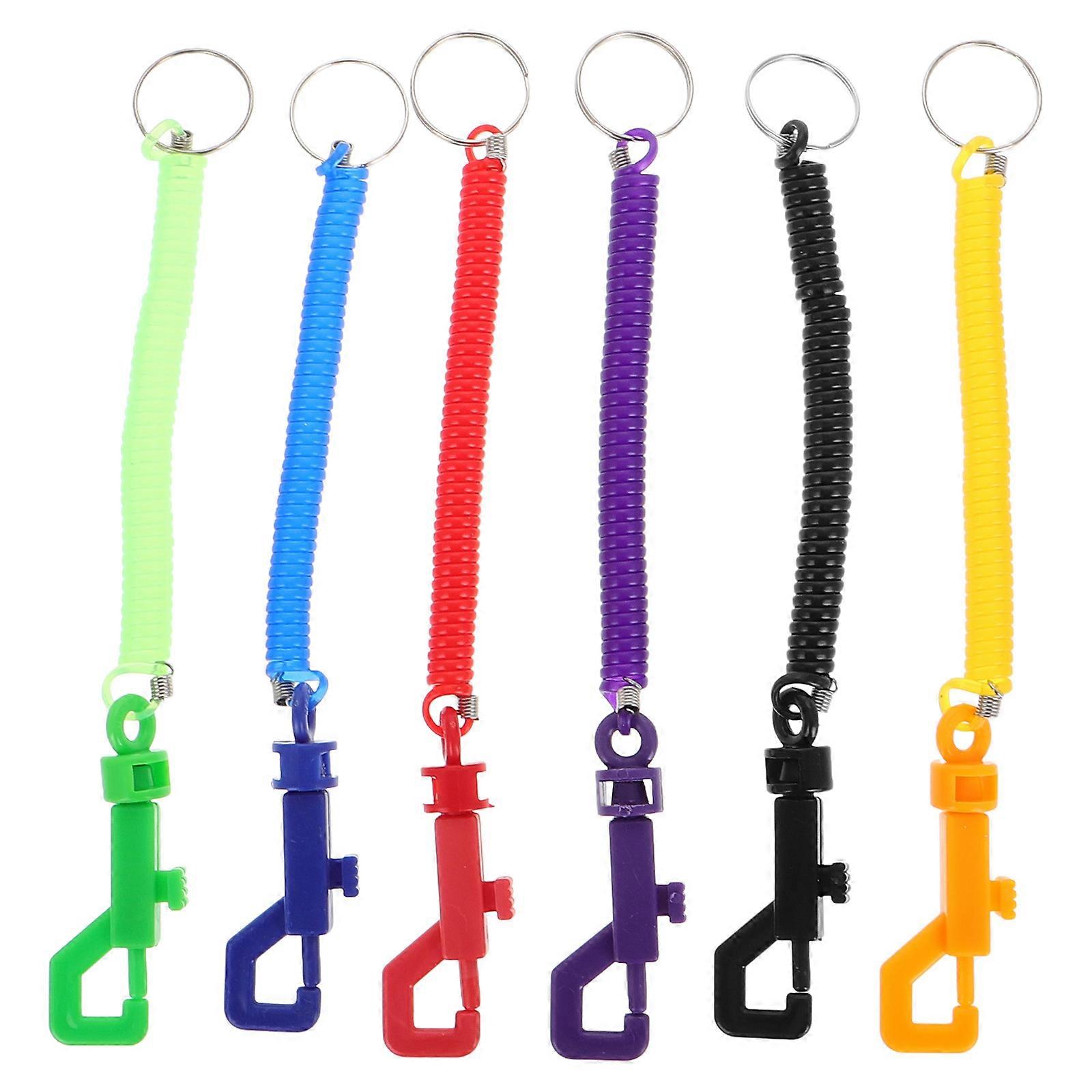 6pcs Retractable Keychain with Clip and Carabiner – Durable Spring Coil Key Holder for Keys, Phone Tethering, and Backpack Use – Stylish Accessory