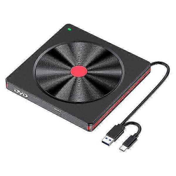 External CD/DVD Drive, USB 3.0 DVD/CD Reader/Writer/Burner for Laptop, Desktop, Windows 11/10/8 Black