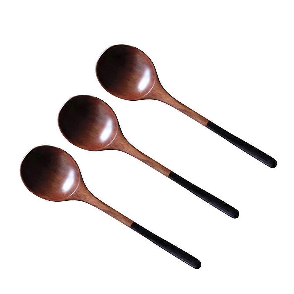 Multicolored Wooden Spoon Set of 3 Perfect for Kitchen Use and Serving Various Foods 7 inch