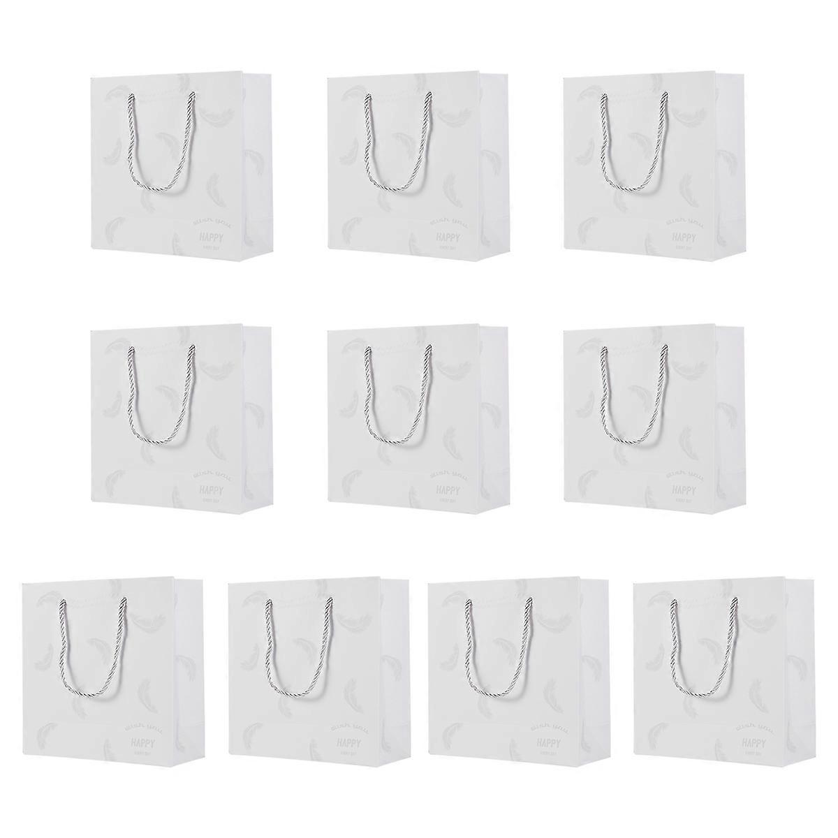 10Pack Paper Shopping Bags Designed For Packaging Use Perfect For Holidays And Parties Available In White Color