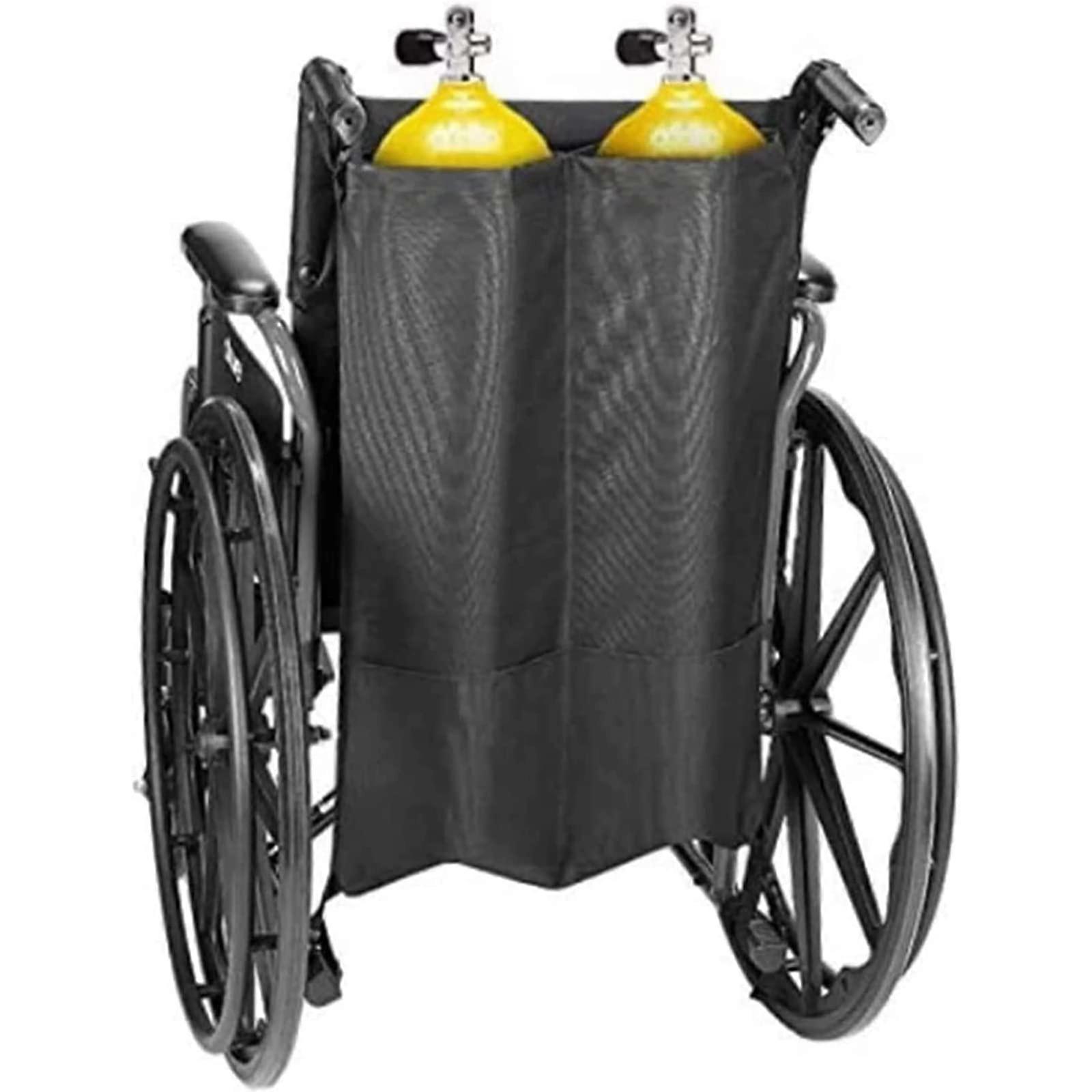 Bottle bag, wheelchair double oxygen cylinder bag, portable, adjustable wheelchair storage bag, made of 600D Oxford fabric for E and D oxygen tanks.'