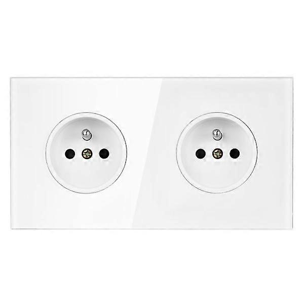 16A pre-wired double socket with earth - 2P+T screw socket - White. Electrical outlet.