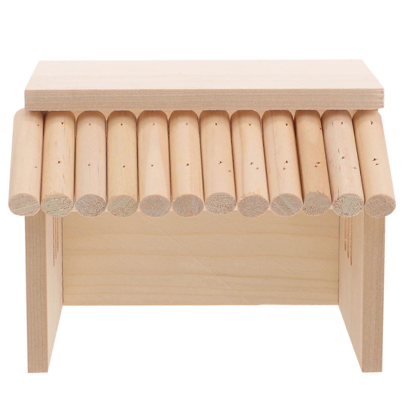 Light Yellow Wooden Hamster Hideout House for Pet Use Easy Assembly Comfortable Nest 12.5x9.5x7.5 Inches