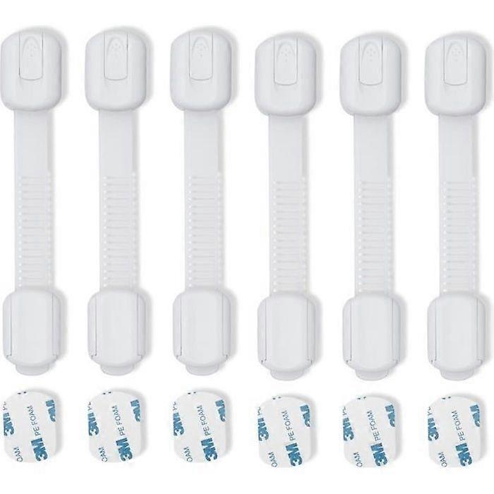6x Multifunctional Baby Child Safety PVC Lock, Uses 3M Adhesive with Adjustable Strap and Locking System -