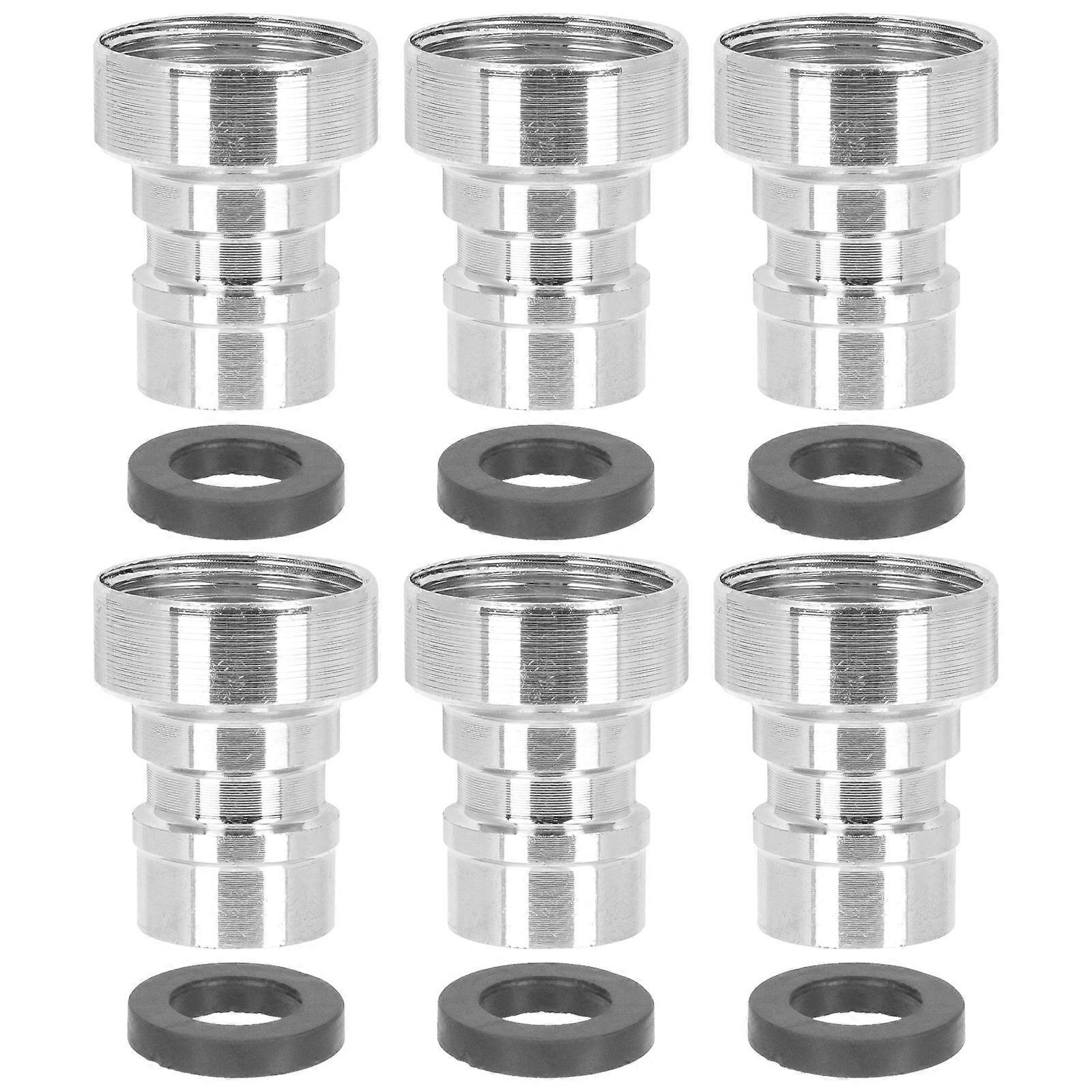 6pcs Faucet Adapter for Home Stainless Steel Kitchen Sink Adapter with Smooth Surface Silver