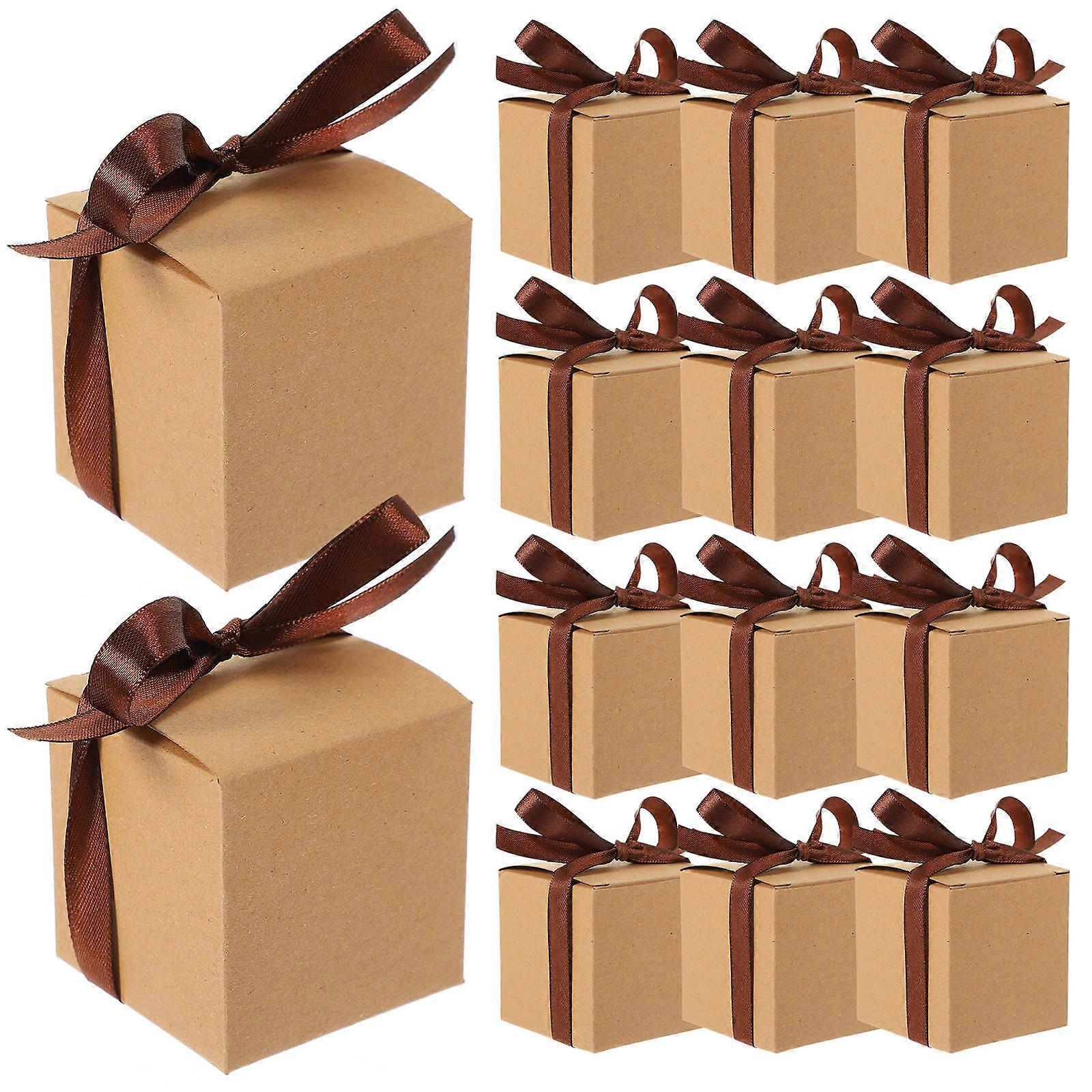 Portable Chocolate Boxes Made of Kraft Paper and Polyester for Storing Candy Cookies in Coffee Color