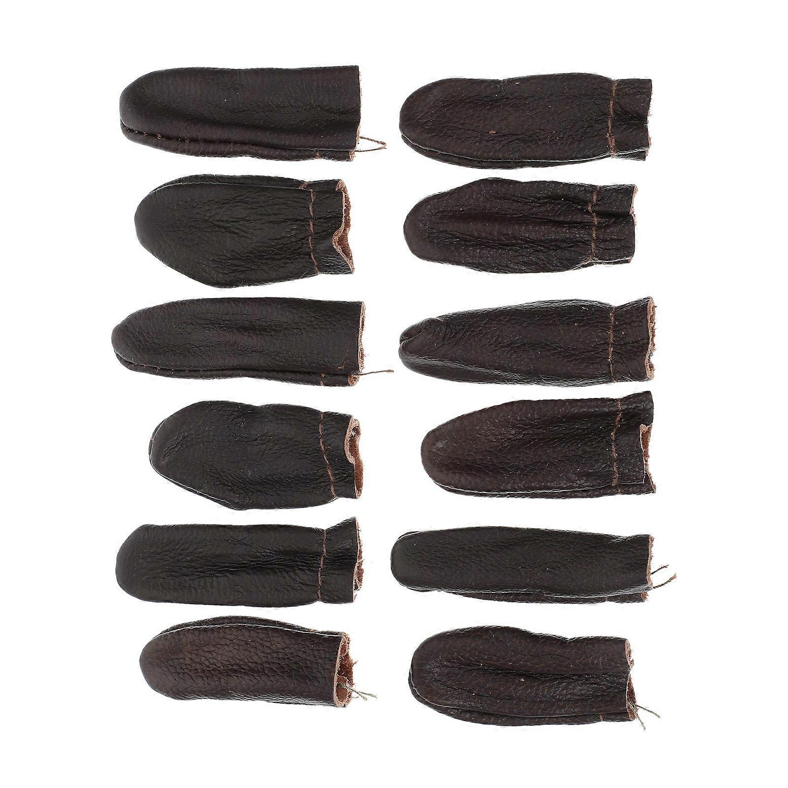 12Pcs Brown Synthetic Finger Cots for Sewing Comfortable Durable Finger Protectors for Home Use