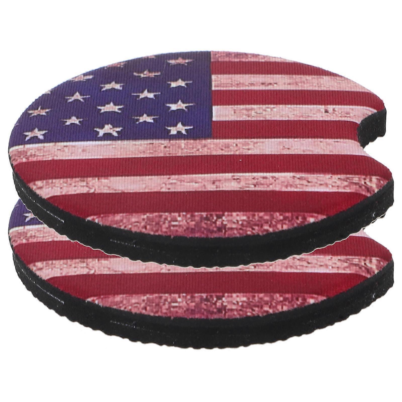 2pcs Drink Coaster Us Flag Pattern Cup Place Mat Anti scald Insulation Coaster