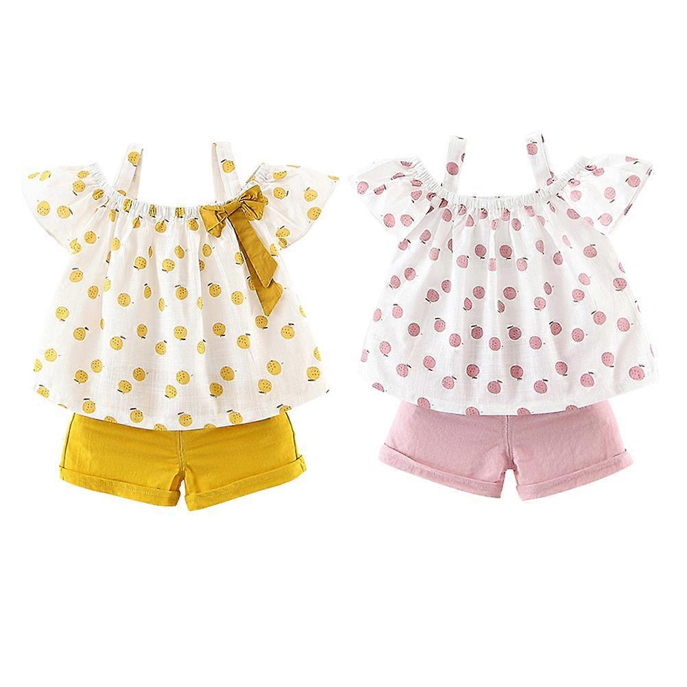 Newborn Baby Girl Outfits 1 Set Cute Flounce Vest And Shorts For Casual Occasions 90cm Pink