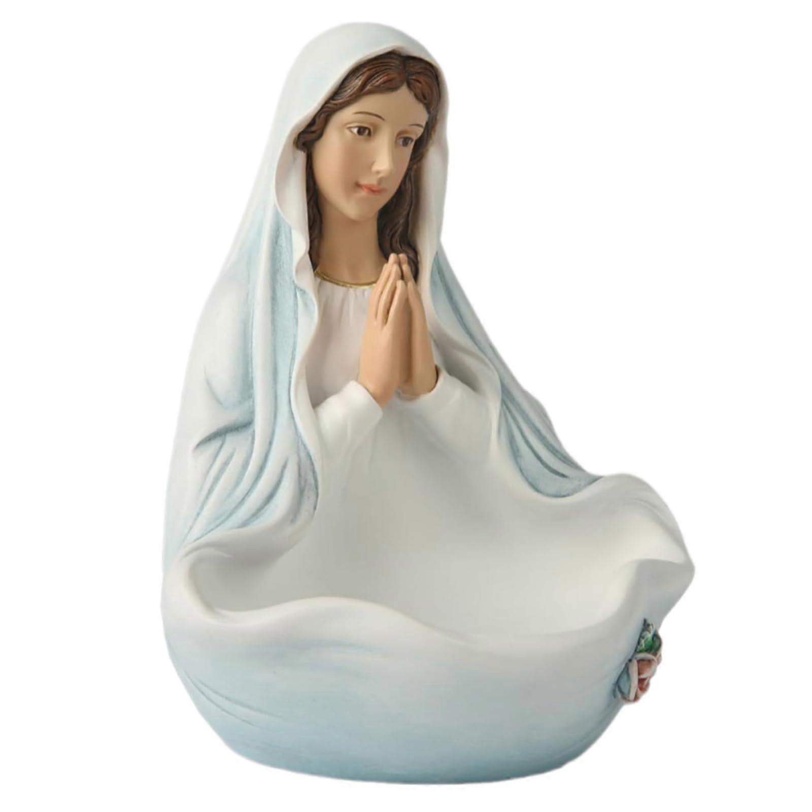 Religious Blessing Resin Female Statue With Bowl - Christian Home Decor For Desk Table Bookcase Ornament