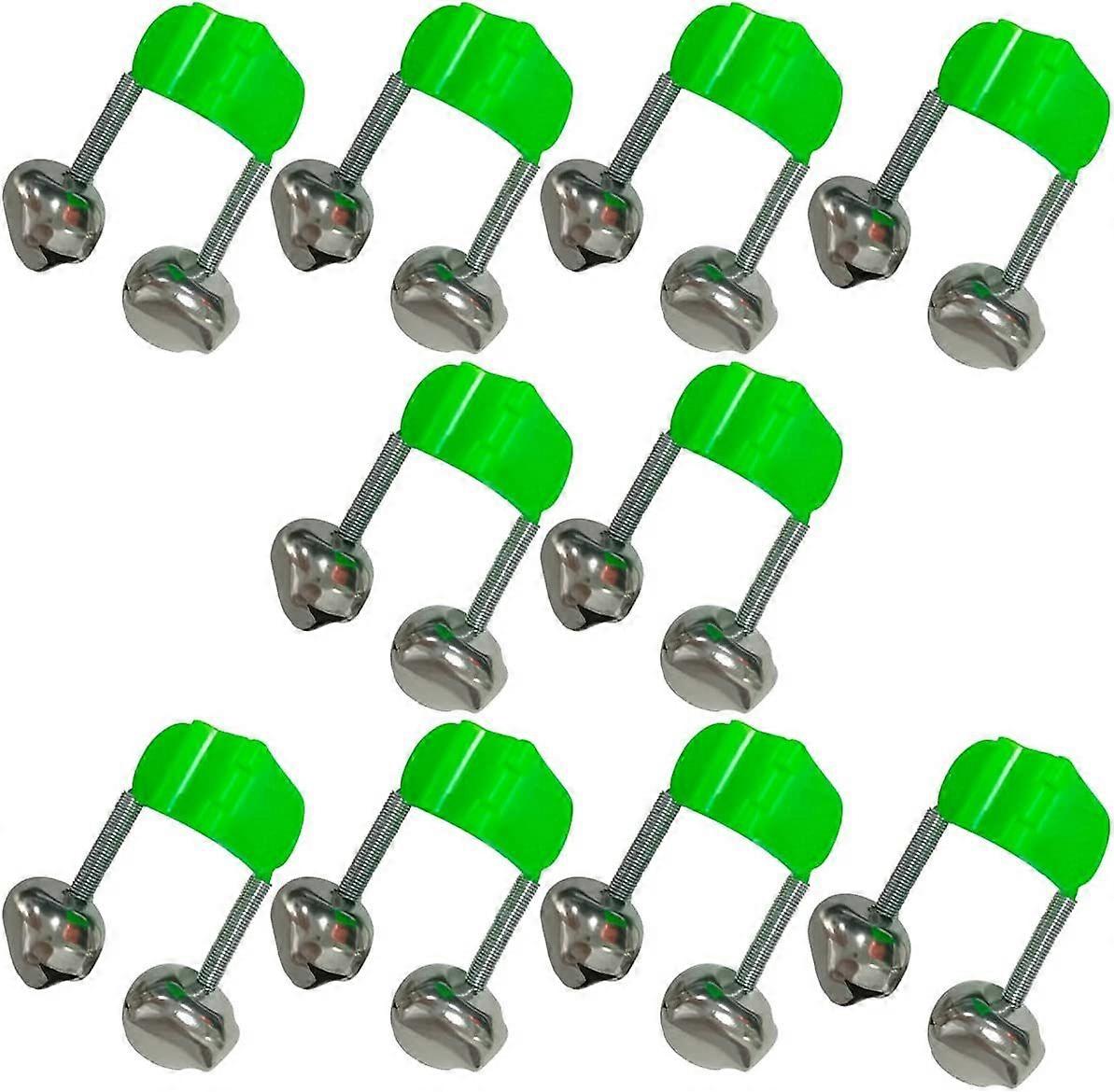 20-Pack Bite Alarm Bells - Twin Alert Clips (Green)