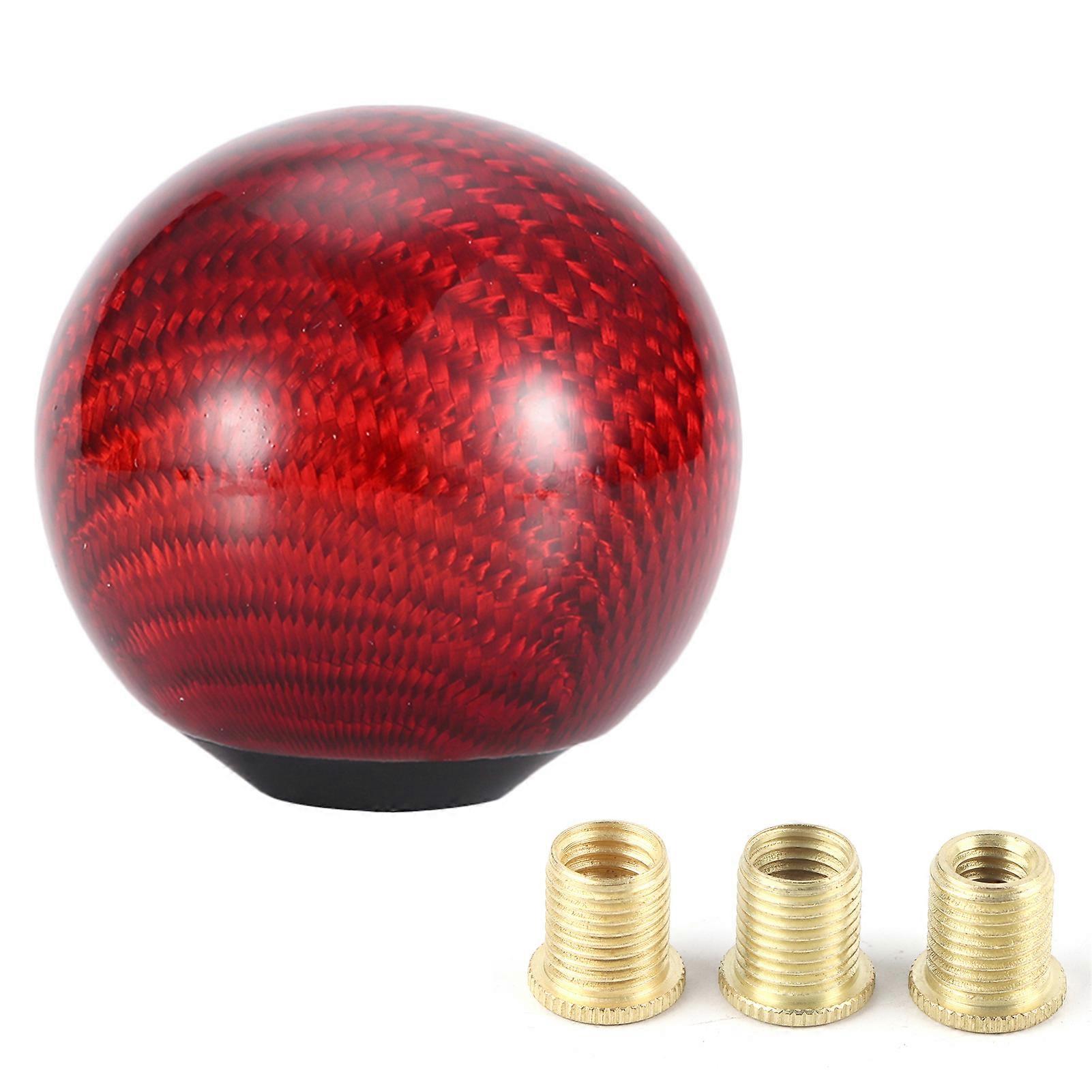 Carbon Fiber Car Gear Shift Knob Round Ball Shape Red Universal Manual Transmission Shifter