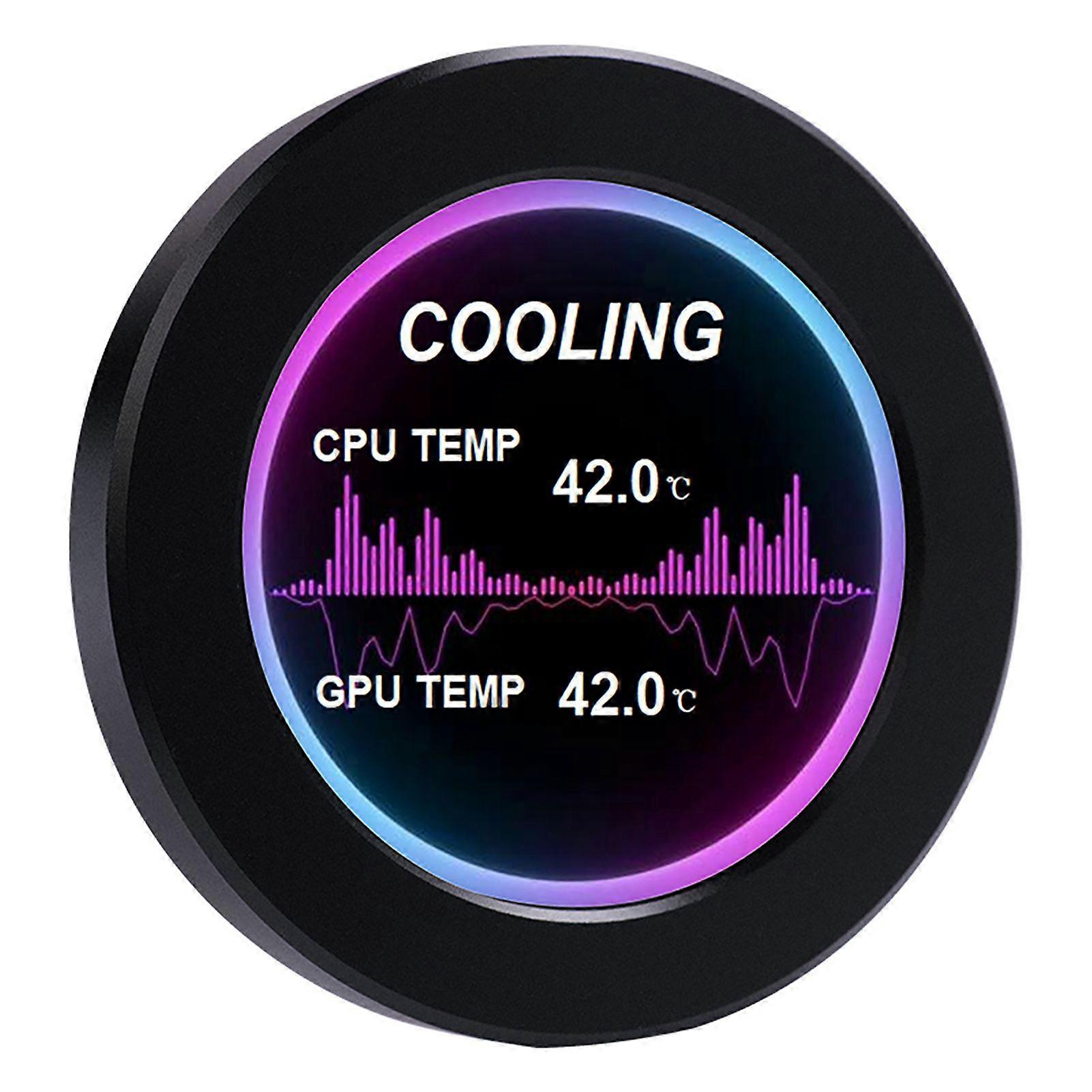 Portable 2.1in IPS Water-Cooled Secondary Screen Comapct Round LCD Display Computers Host CPU GPU Temperature Monitoring Screen