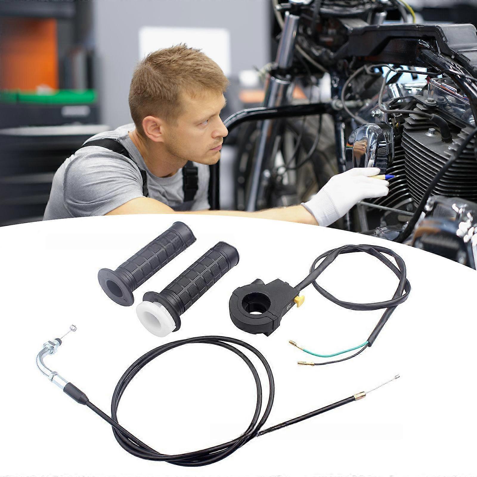 Replacement Part 22mm Throttle Grips and Cable Assembly Mini Bike Accessories Throttle Line Accelerator Handle Grips Multicolor