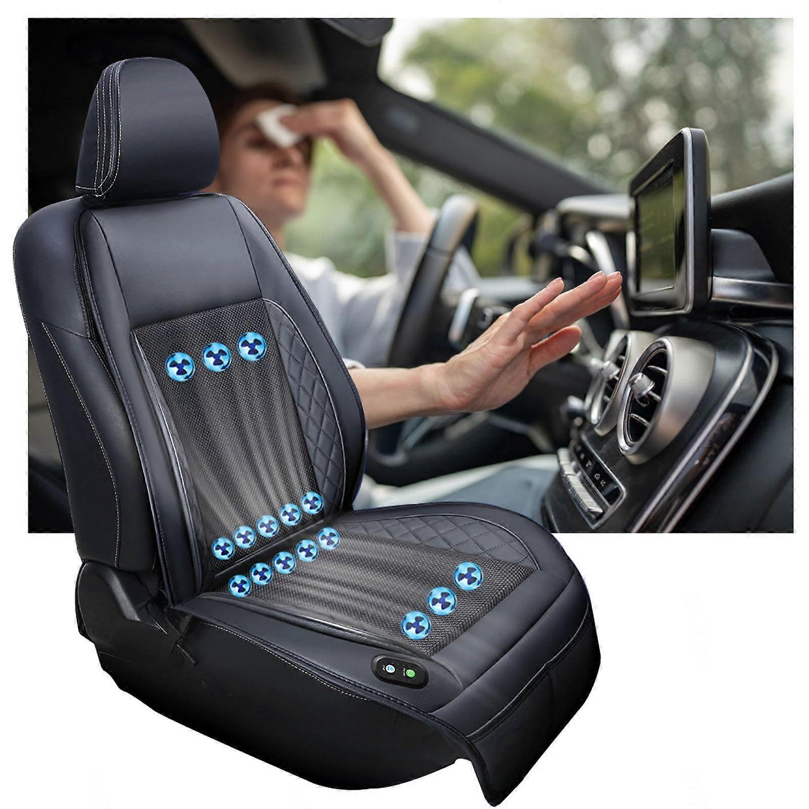 Housses de siège d’auto rafraîchissantes pour l’été avec 24 ventilateurs turbo, 3 vitesses d’air, compatible avec les voitures, SUV, berlines, camions, noir 24V