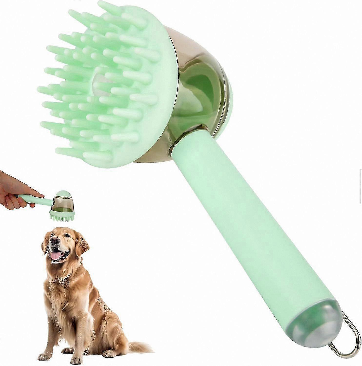 3-in-1 Pet Grooming Brush with Soap Dispenser for Bathing, Massaging & Deshedding, Ideal for Dog & Cat Daily Cleaning Shower Scrubber
