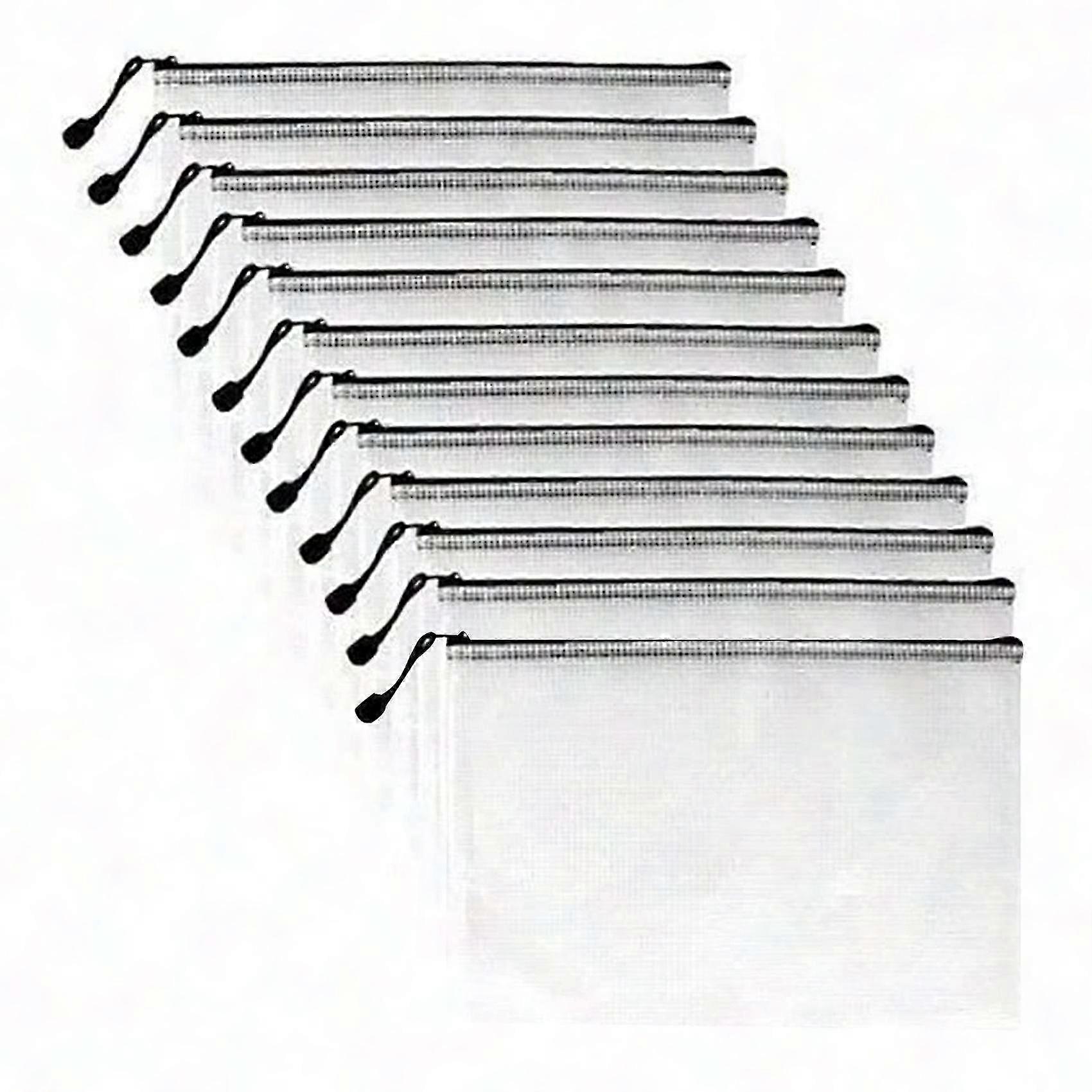 12stk A3 lynlås mappe, mesh plast fil taske med lynlås, dokument tegnebog arrangør pose