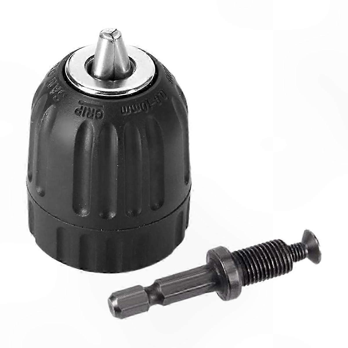 2-Pack Keyless Drill Chuck Set with Adapter, 10mm Heavy Duty Hand-Tight Chuck and Hardware Tool Accessory