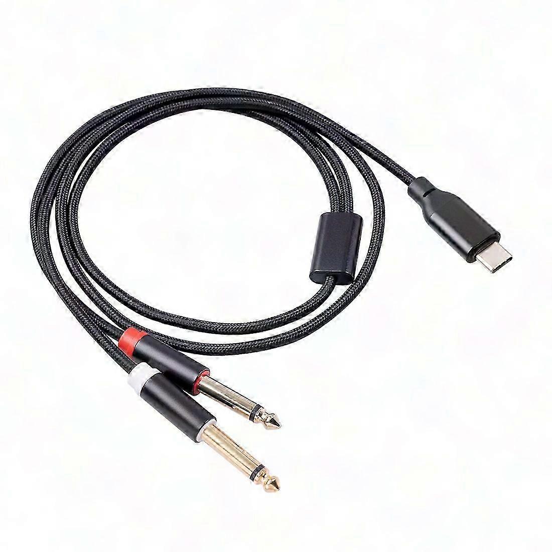 USB C to Dual 6.35mm Stereo Audio Cable for Smartphone, Multimedia, Type C to 6.35mm Audio Cord