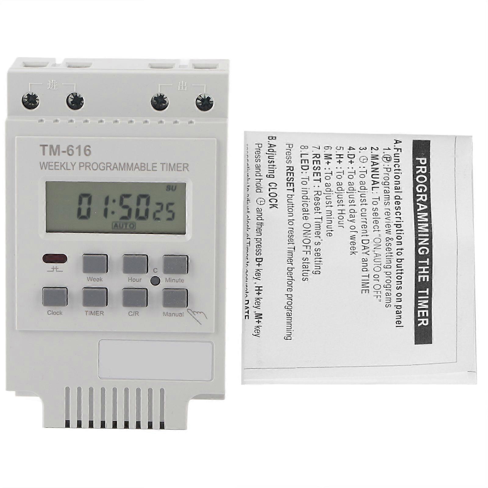 12V Digital Electric Durable Programmable Smart Control Switch Timer(White)