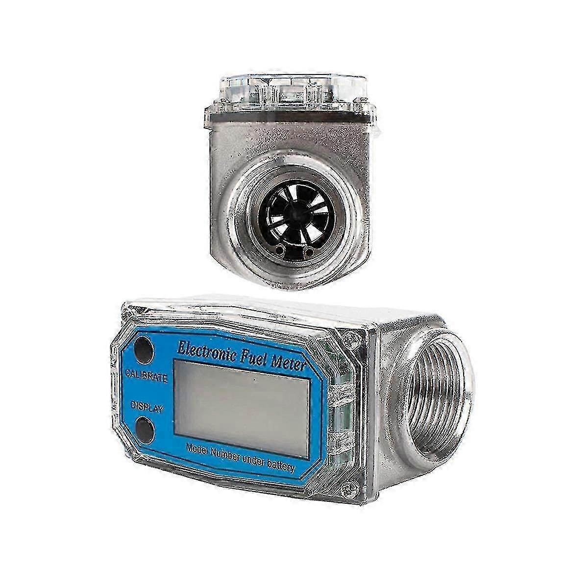 SMPAA Digitale Stroommeter Turbine Flowmeter 1/1.5/2,0 Inch Roestvrij Staal Led Digitale Turbine Flowmeter For Vloeibare Diesel Brandstof Ethanol Stromingsmeter Waterstroommeter Hoge Precisie Met Lcd Scher