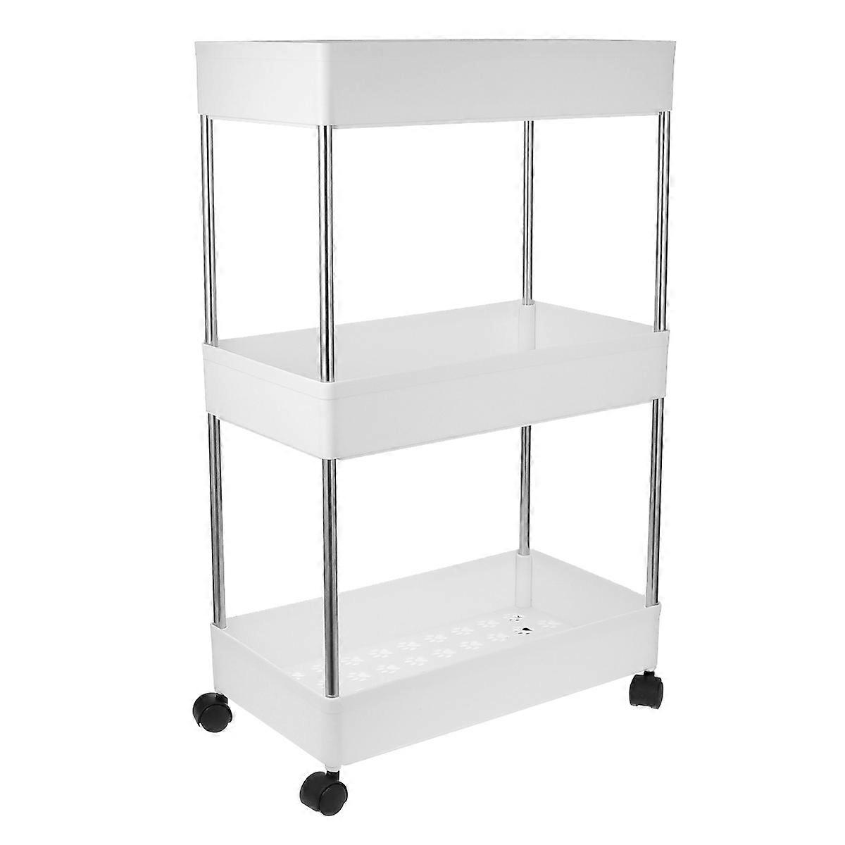 Removable Bathroom Storage Rolling Cart Made Of Plastic And Stainless Steel For Home Users 1 Set