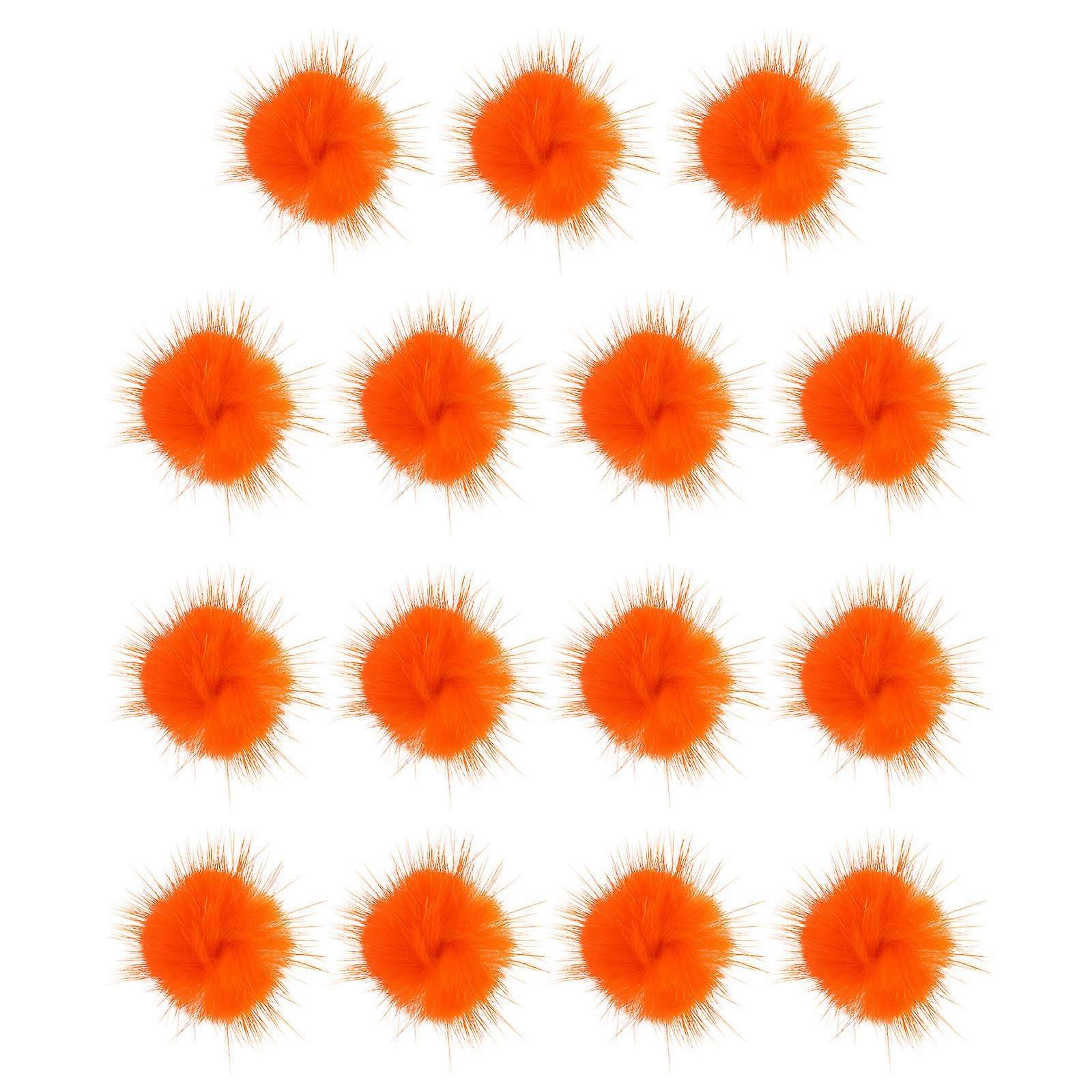 Furry Beads 15Pcs Ball Ornaments Diy Accessory Orange Water Mink for Handmade Crafts