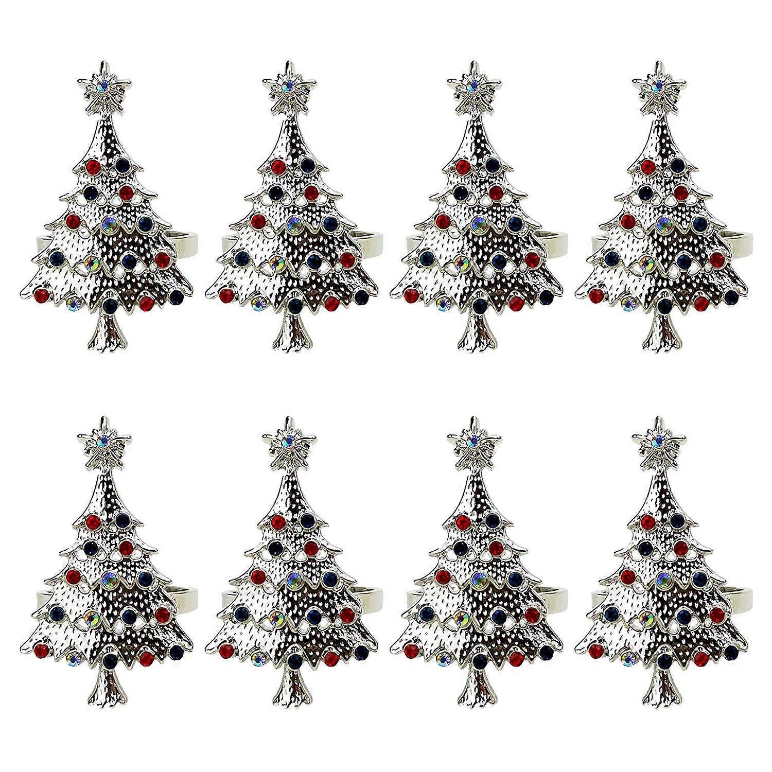 Napkin Rings 8,for Wedding, Thanksgiving Day, Gatherings, Birthday Party (Silver)