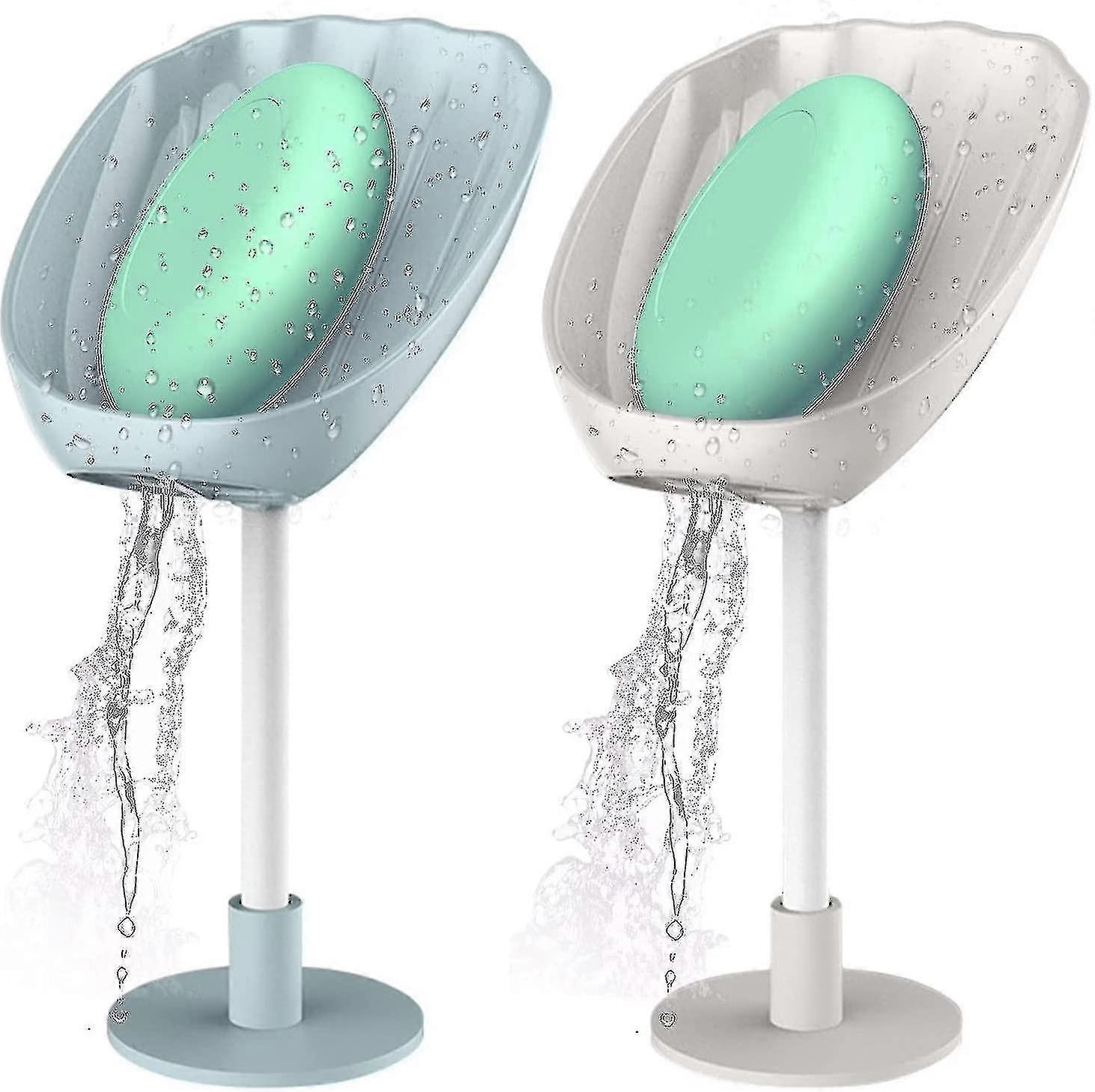 2 Pcs Wall-mounted Shell Soap Drain Box No Drilling Soap Holder (d-583-a)