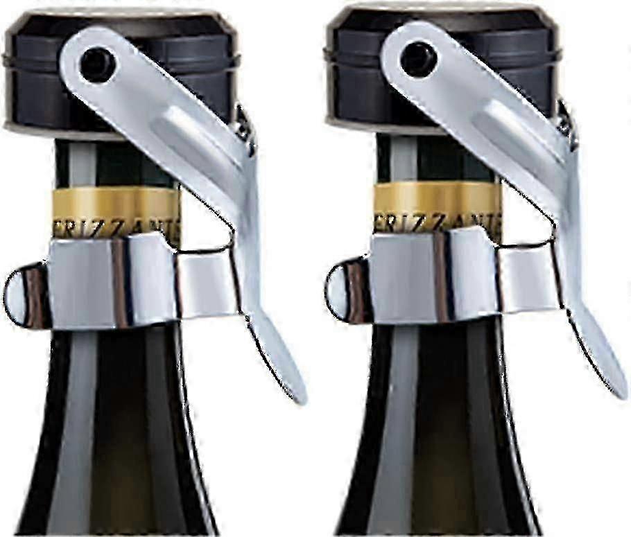 Rustfritt stål champagneflaskestoppersett, 2 stk forsegler for musserende vin, egnet for Cava og Prosecco